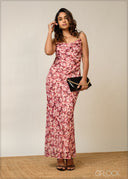 Cowl Neck Bias Dress - 300326