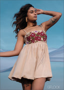 Embroidered Strappy Balloon Dress - 130226