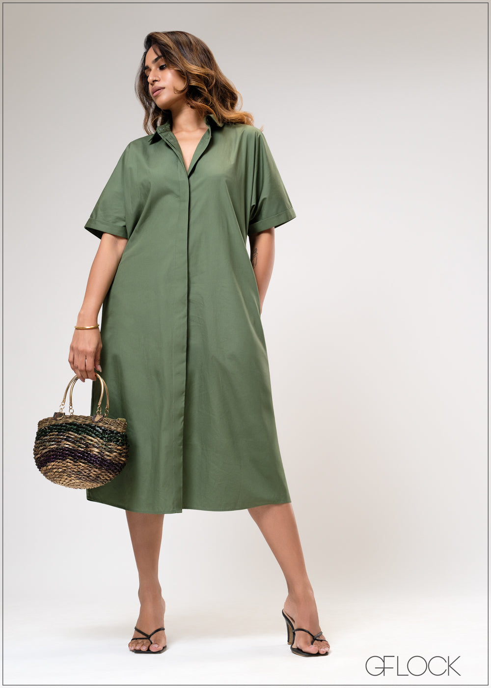 Button Down Shirt Dress - 310725