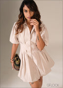 Pleated Short Dress - 130326