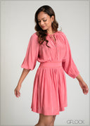 Tie Neck Detail Mini Dress - 100425IE