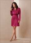 Long Sleeved Shawl Collared Dress - 011223