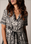 Collar Detail Printed Dress - 100426