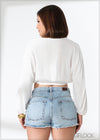 Lace Detail Oversized Crop Top - 220124