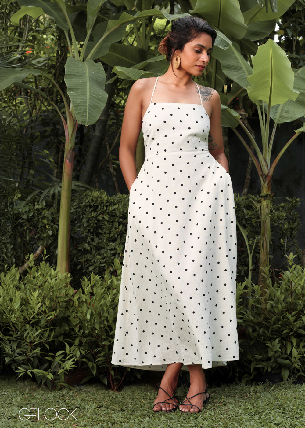 Back Open Polka Dot Dress - 150925