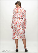 Printed Wrap Midi Skirt - 090226