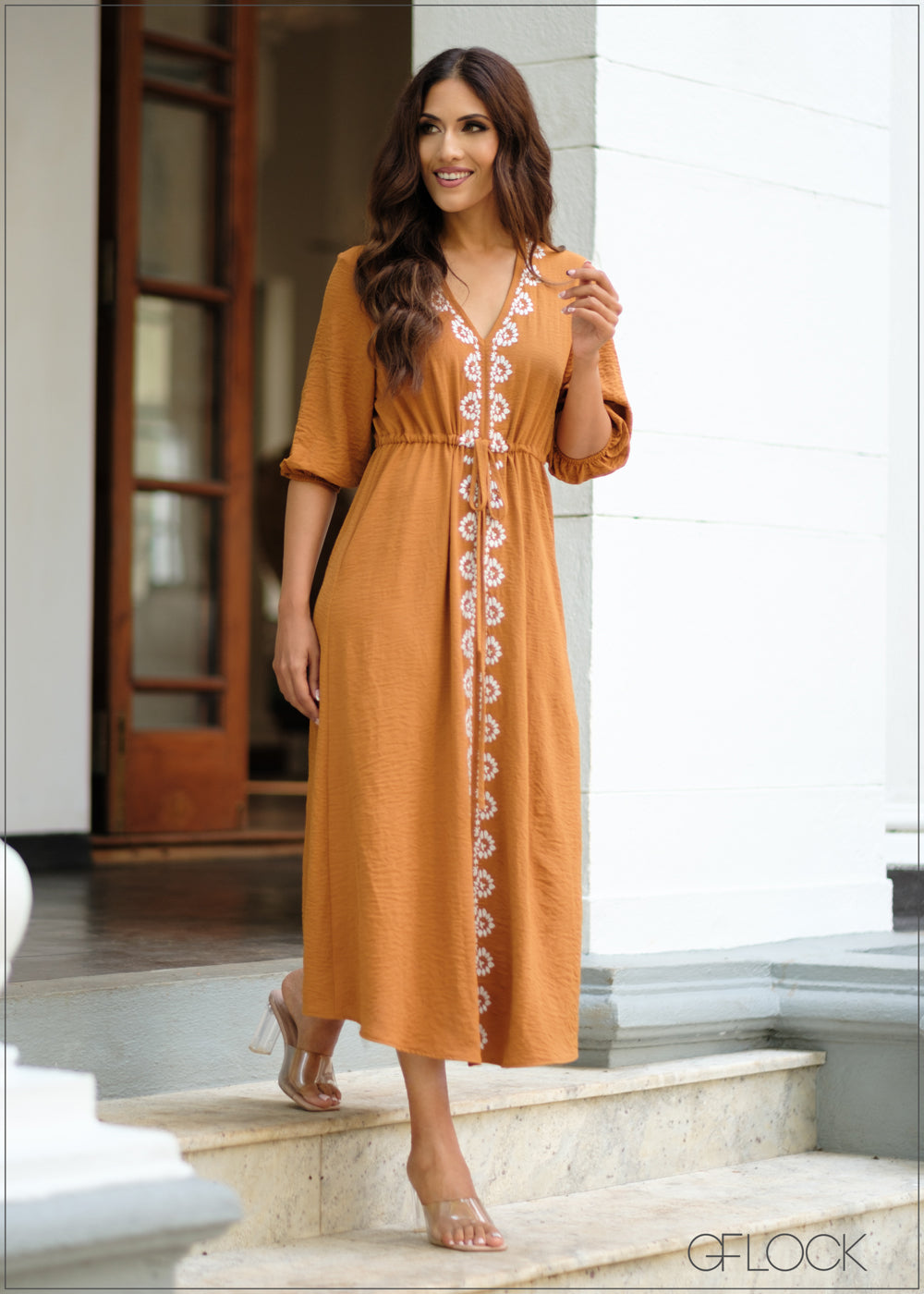 Embroidered Midi Dress - 220923