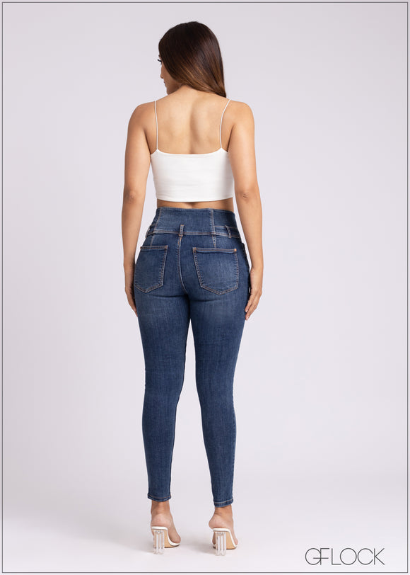 Mid Blue High Waist Jean - 200723