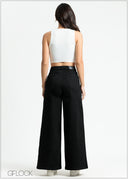 Black Denim Flared Pant - 100325