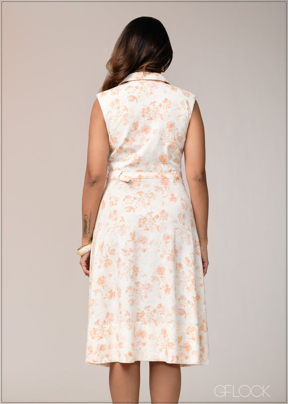 Printed Shirt Dress - 031125