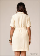 Flap Pocket Mini Dress - 150626