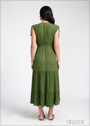 V-Neck Tiered Mini Dress - 310325