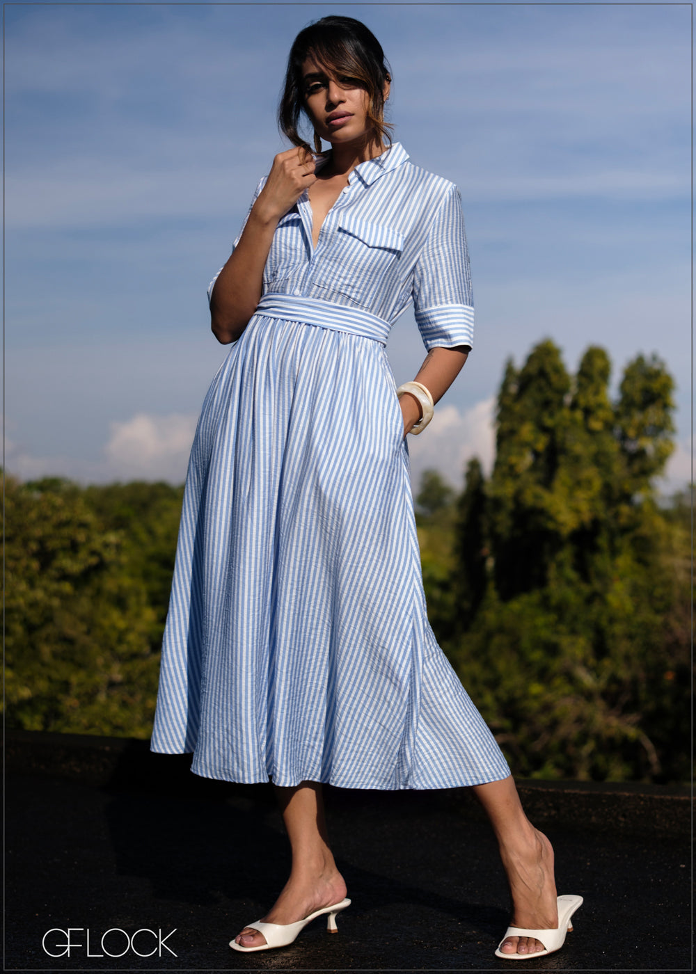 Stripe Shirt Dress - 171025