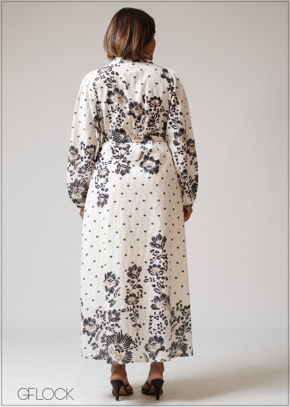 Placement Print Embroidered Shirt Dress - 230625