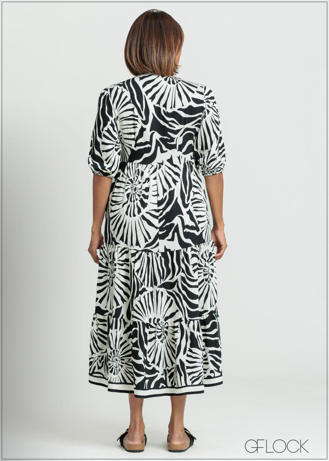 Collar Detailed Border Printed Dress - 090725