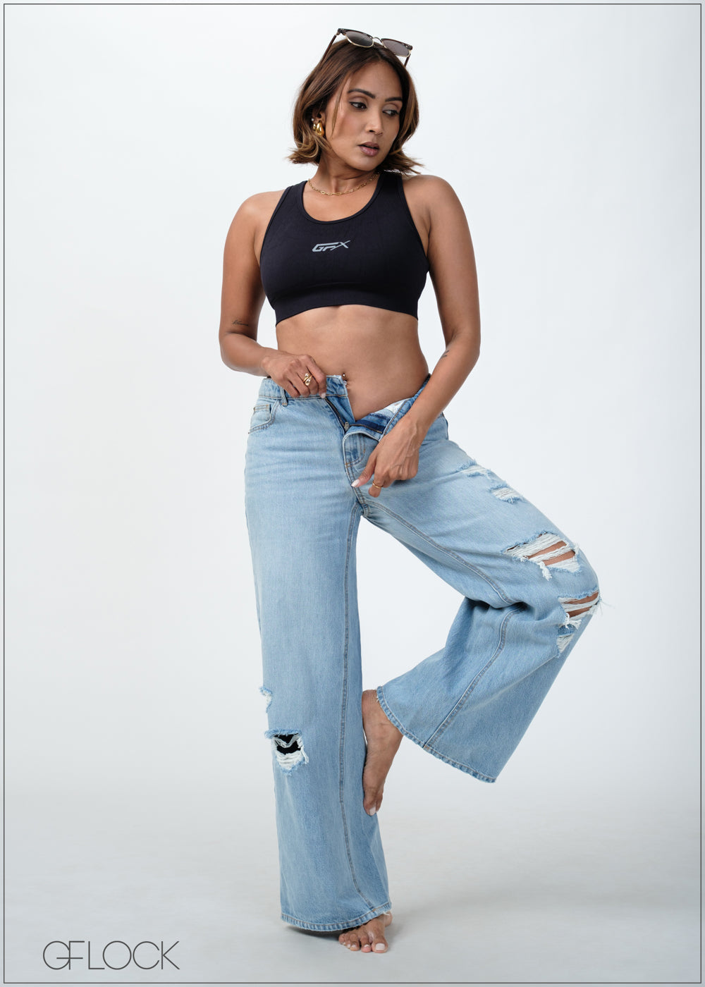 Wide Leg Light Wash Jean - 090425