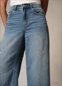 Wide Leg Ripped Jean - Short Length - 230226D
