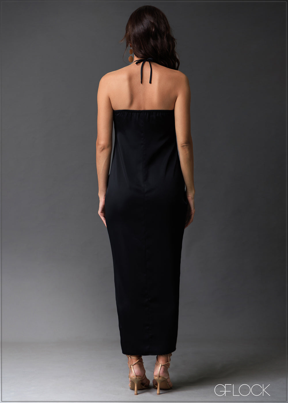 Halter Neck Pleat Detail Maxi Dress - 020525