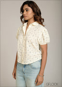 Collared Printed Top - 301026