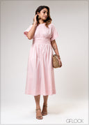 Waist Gathered Dress - 310725