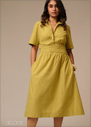 Waist Detailed Shirt Dress - 250926