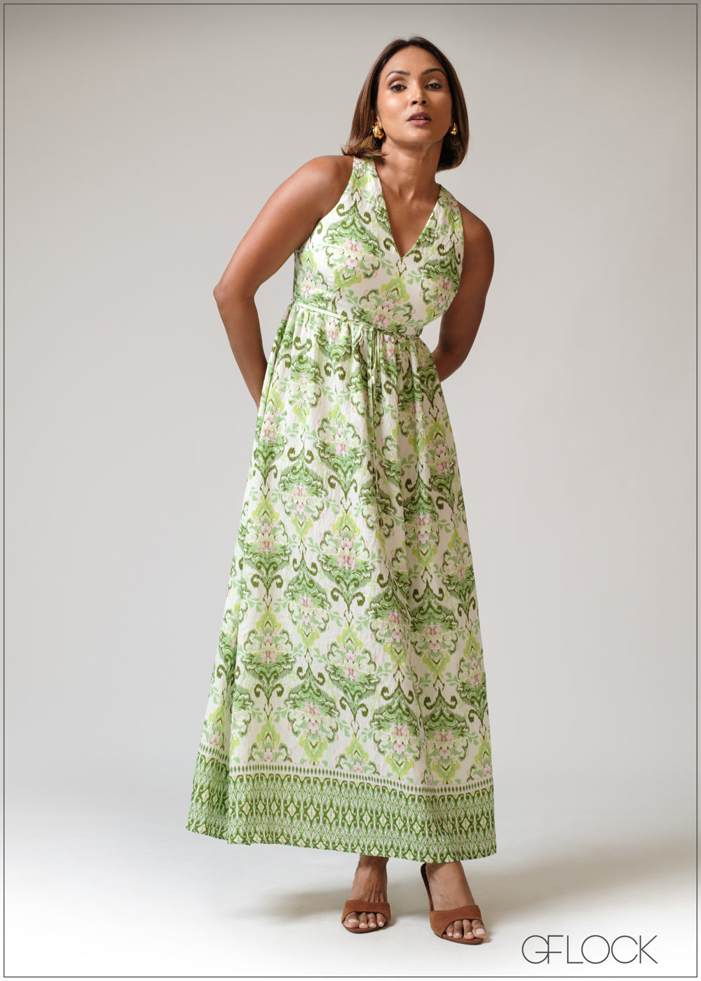 Border Printed Maxi Dress - 230625