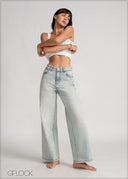 Wide Leg Moon Wash Jean - Short Length - 120426