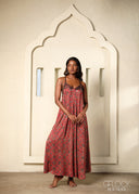 Ajrakh Handprinted Boho Maxi Dress - 070226