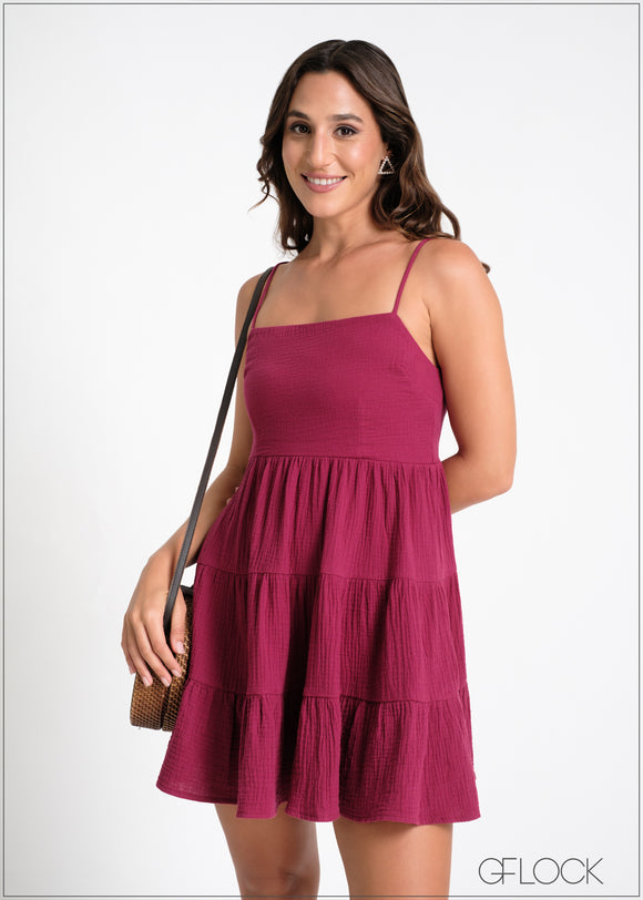 Strappy Tiered Gauze Dress - 090924