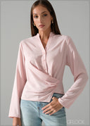 Long Sleeve Wrap Detailed Top - 240826