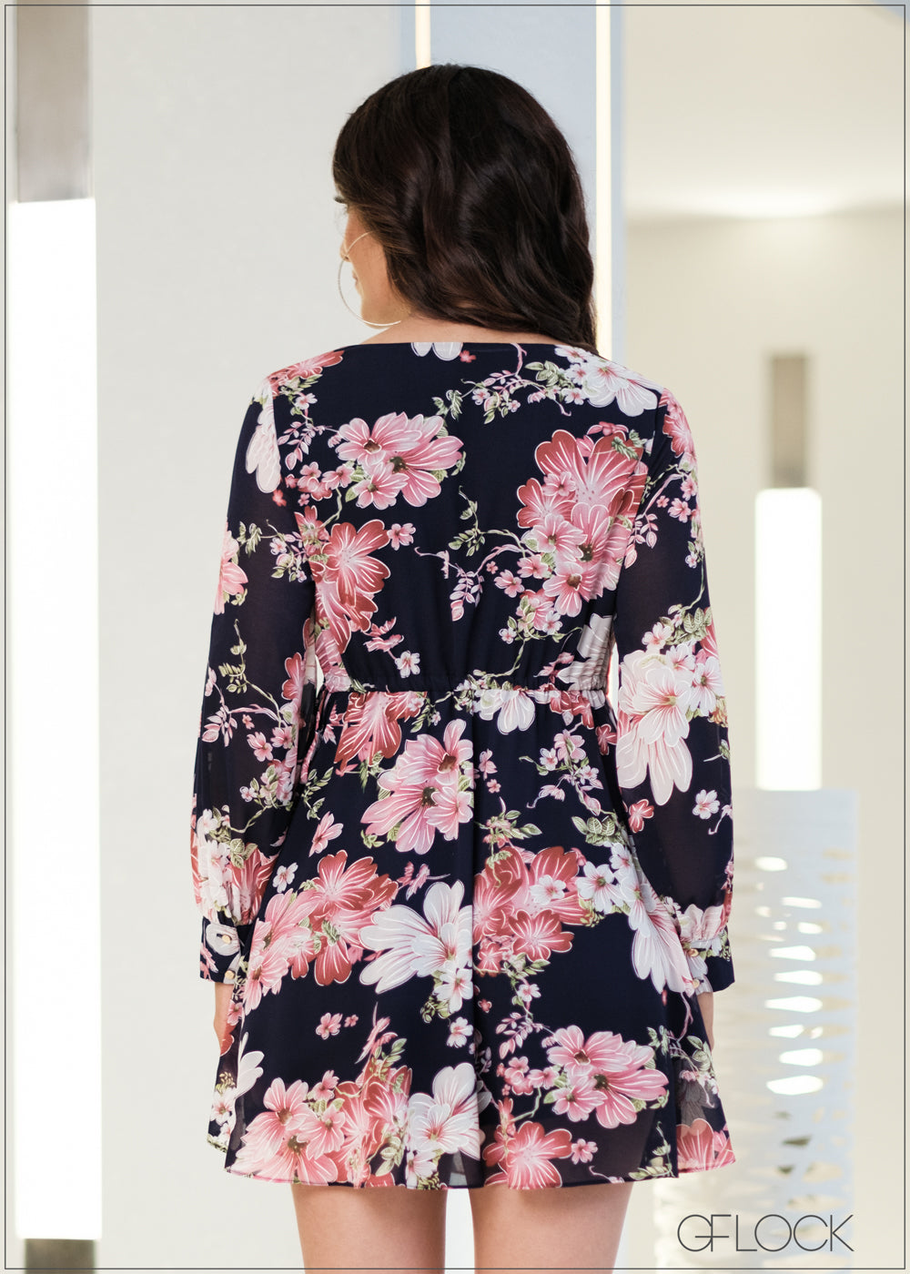 Printed Waist Tunnel Tie Up Detailed Mini Dress - 271023