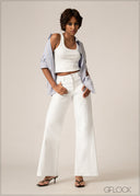 High Waist Wide Leg Jean - Short Length - 220826D