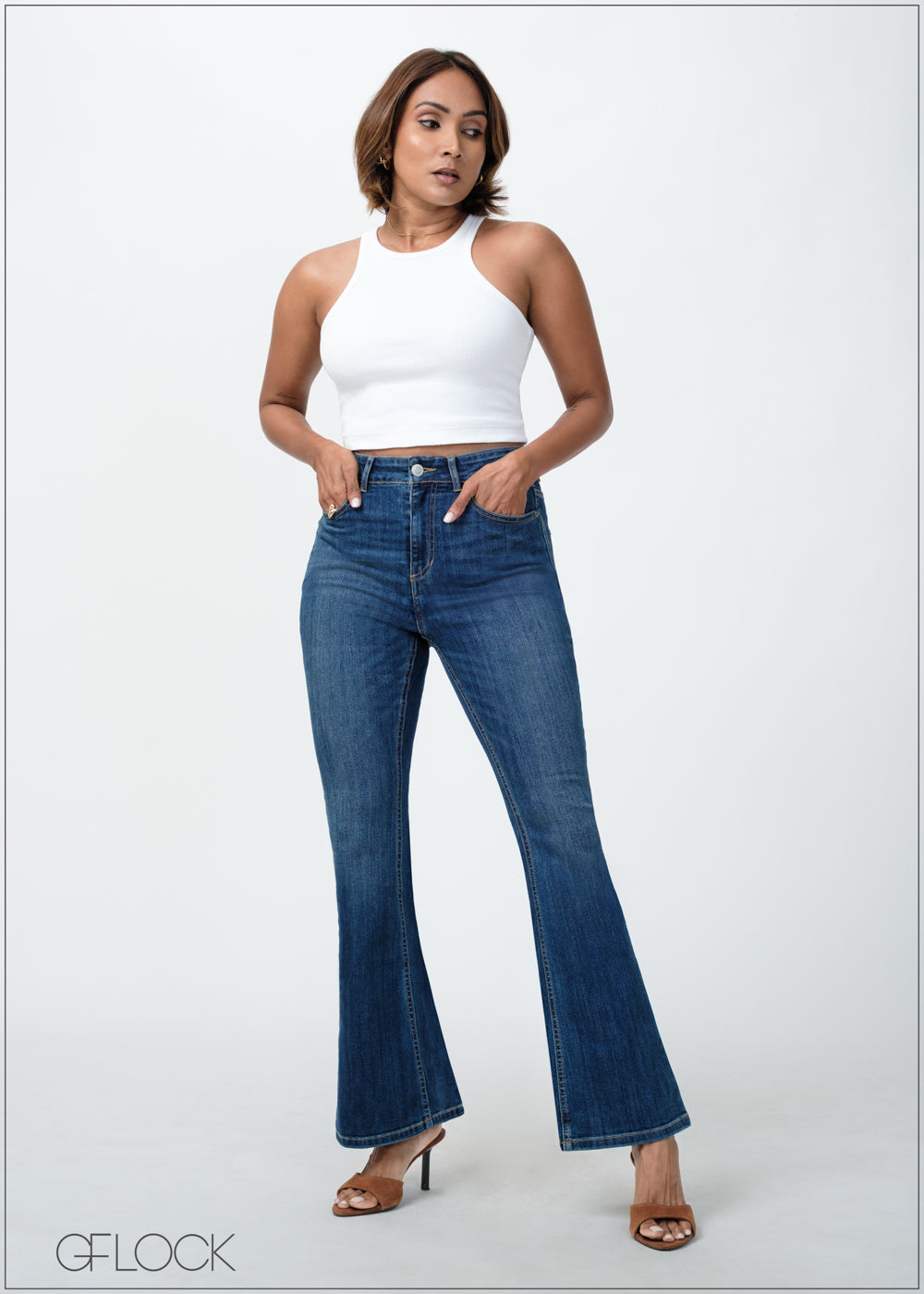 Mid Wash Bootcut Jean - Short Length - 120725