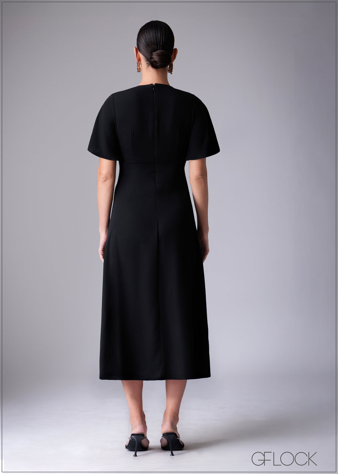 V-Neck Flutter Sleeve Maxi Dress - 110725