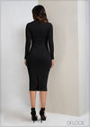 Long Sleeved Rib Midi Dress - 080523