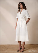 Belt Detail Shirt Dress - 220826