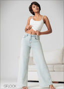 Wide Leg Moon Wash Jean - Short Length - 230926D