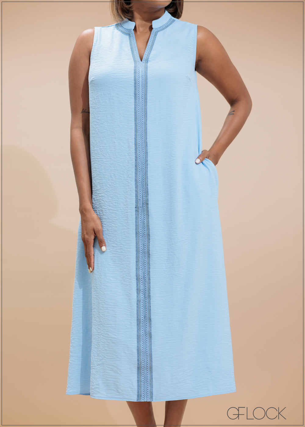 Embroidered Midi Dress - 230725