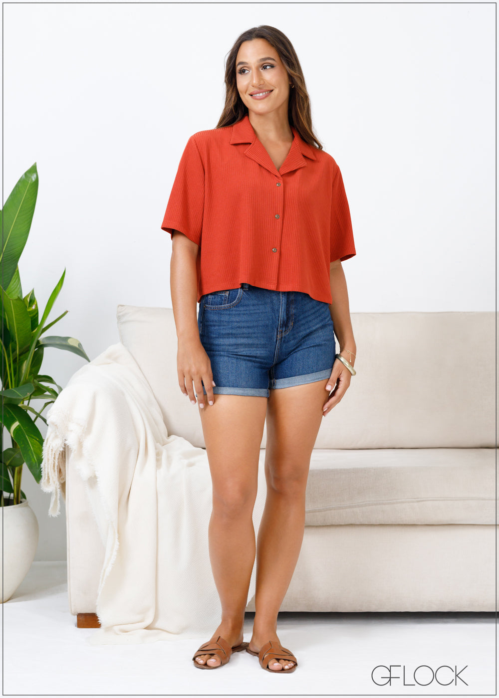 Camp Collar Cropped Shirt - 270324