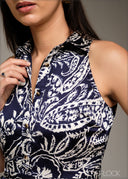 Sleeveless Midi Shirt Dress - 080925