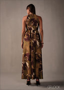 Printed Halter Neck Maxi Dress - 160326