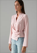 Long Sleeve Wrap Detailed Top - 240826