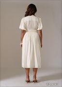 Front Knot Stripe Dress - 111225