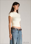 Short Sleeve Rib Top - 110626