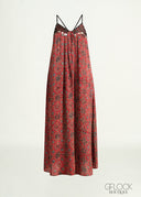 Ajrakh Handprinted Boho Maxi Dress - 070226