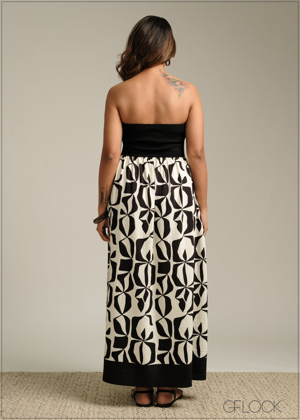 Tube Contrast Printed Dress - 190925