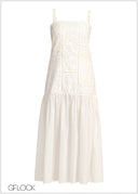 Strappy Lace Mix Midi Dress - 231225