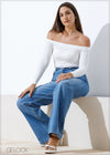 Mid Wash Wide Leg Jean - Long Length - 110924