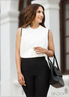 Sleeveless Top With Contrast Piping Detail - 251023