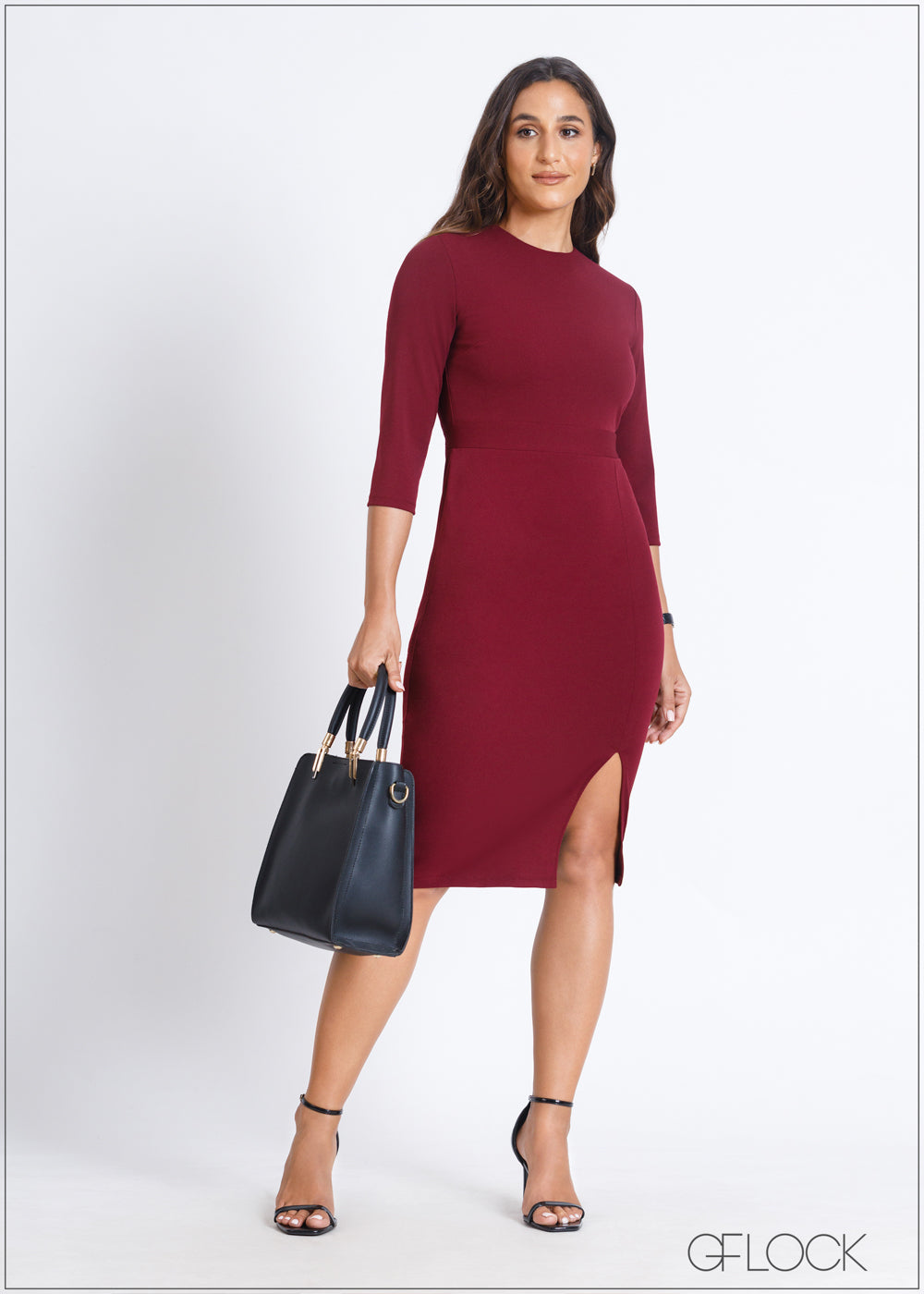 Front Slit Bodycon Dress - 290724